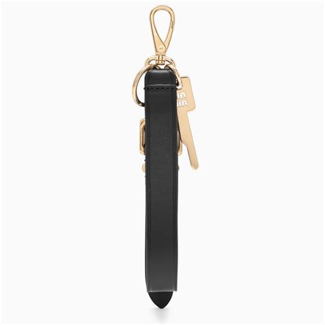 miu miu key ring|Black Leather Key Ring .